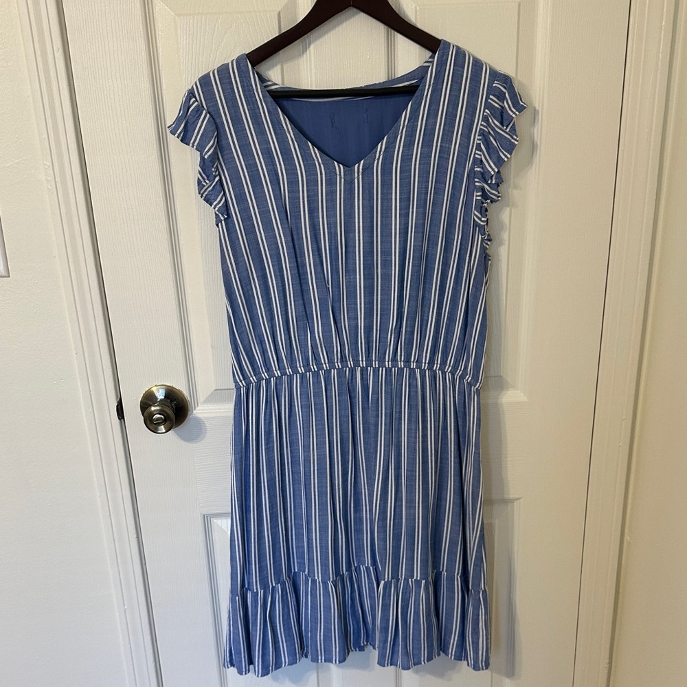 Loft Blue and White Striped Dress